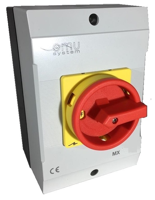 Intrerupator industrial aplicat casetat 63A 22kw 0-1 ON-OFF 3 poli 400V AC IP65