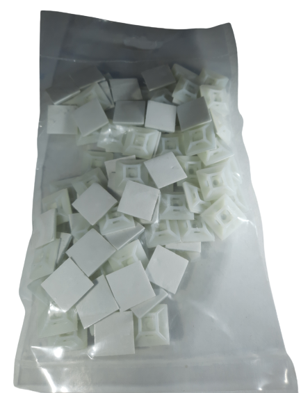 Set 100 buc suport cleme albe adezive 19x19 din plastic pentru prindere colier 