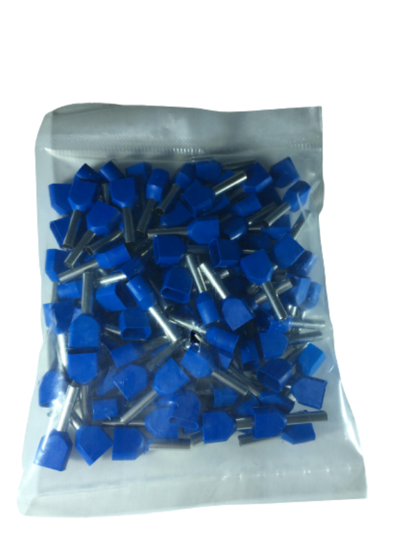 Pini dubli albastri 2.5mm conectori terminal de sertizare izolati tubulari 100 b